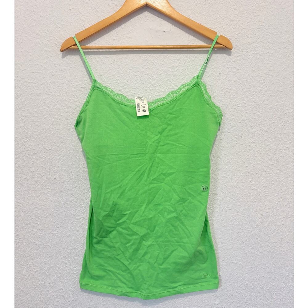 NWT Y2K Aeropostale Green Cami Lace Trim 2010s Glam Mall Preppy